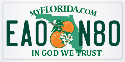 FL license plate EAON80