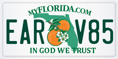 FL license plate EARV85