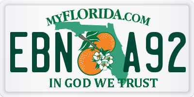 FL license plate EBNA92