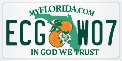 FL license plate ECGW07