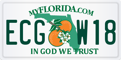 FL license plate ECGW18