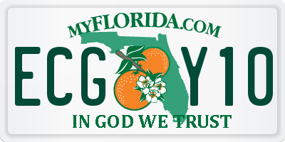 FL license plate ECGY10