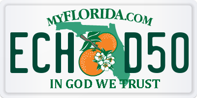 FL license plate ECHD50