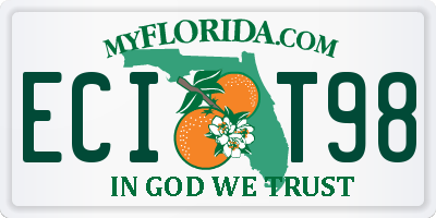 FL license plate ECIT98
