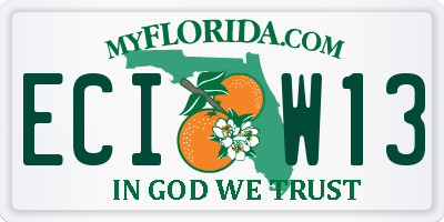 FL license plate ECIW13