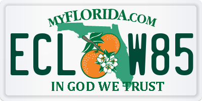 FL license plate ECLW85