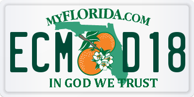 FL license plate ECMD18