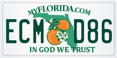 FL license plate ECMD86