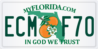FL license plate ECMF70