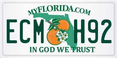 FL license plate ECMH92
