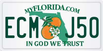 FL license plate ECMJ50