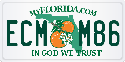 FL license plate ECMM86