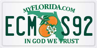 FL license plate ECMS92
