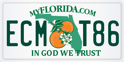 FL license plate ECMT86