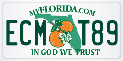 FL license plate ECMT89