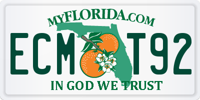 FL license plate ECMT92