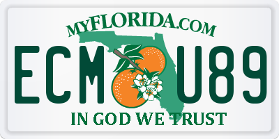 FL license plate ECMU89
