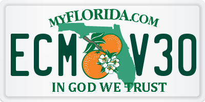 FL license plate ECMV30