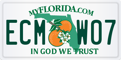 FL license plate ECMW07