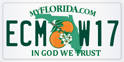 FL license plate ECMW17