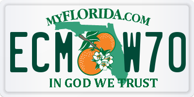FL license plate ECMW70