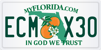 FL license plate ECMX30