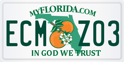 FL license plate ECMZ03