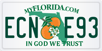 FL license plate ECNE93