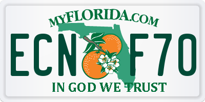 FL license plate ECNF70