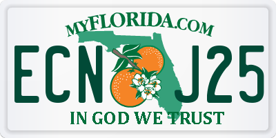 FL license plate ECNJ25