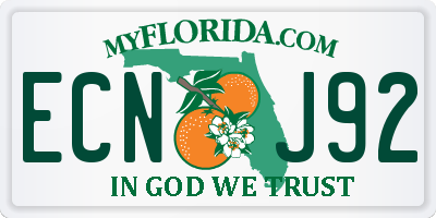 FL license plate ECNJ92
