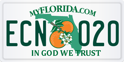FL license plate ECNO20