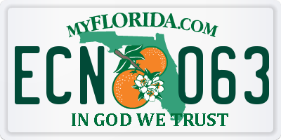 FL license plate ECNO63