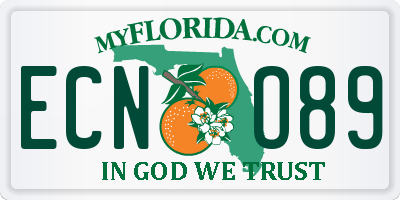 FL license plate ECNO89