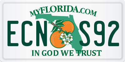 FL license plate ECNS92
