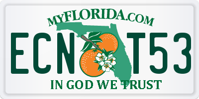 FL license plate ECNT53