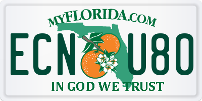 FL license plate ECNU80