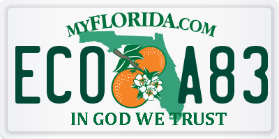 FL license plate ECOA83