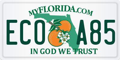 FL license plate ECOA85