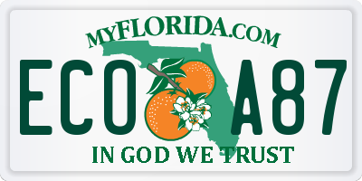 FL license plate ECOA87