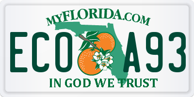 FL license plate ECOA93