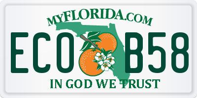 FL license plate ECOB58