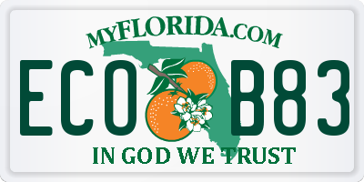 FL license plate ECOB83