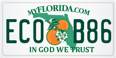 FL license plate ECOB86