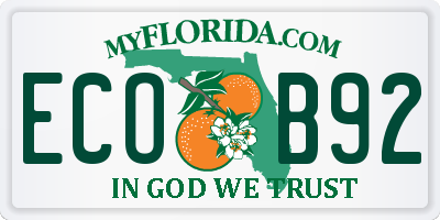 FL license plate ECOB92