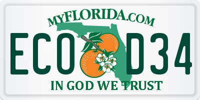 FL license plate ECOD34