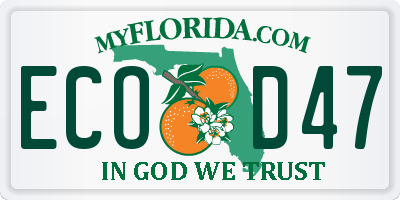FL license plate ECOD47