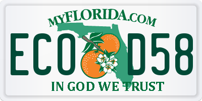 FL license plate ECOD58
