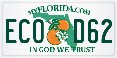 FL license plate ECOD62