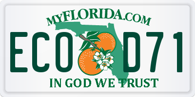FL license plate ECOD71